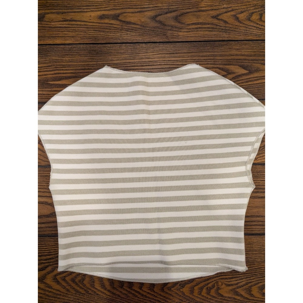 Zara Women's Cap Sleeve Crop Top Grey / White‎ Stripe Size Small Stretchy - Picture 3 of 9